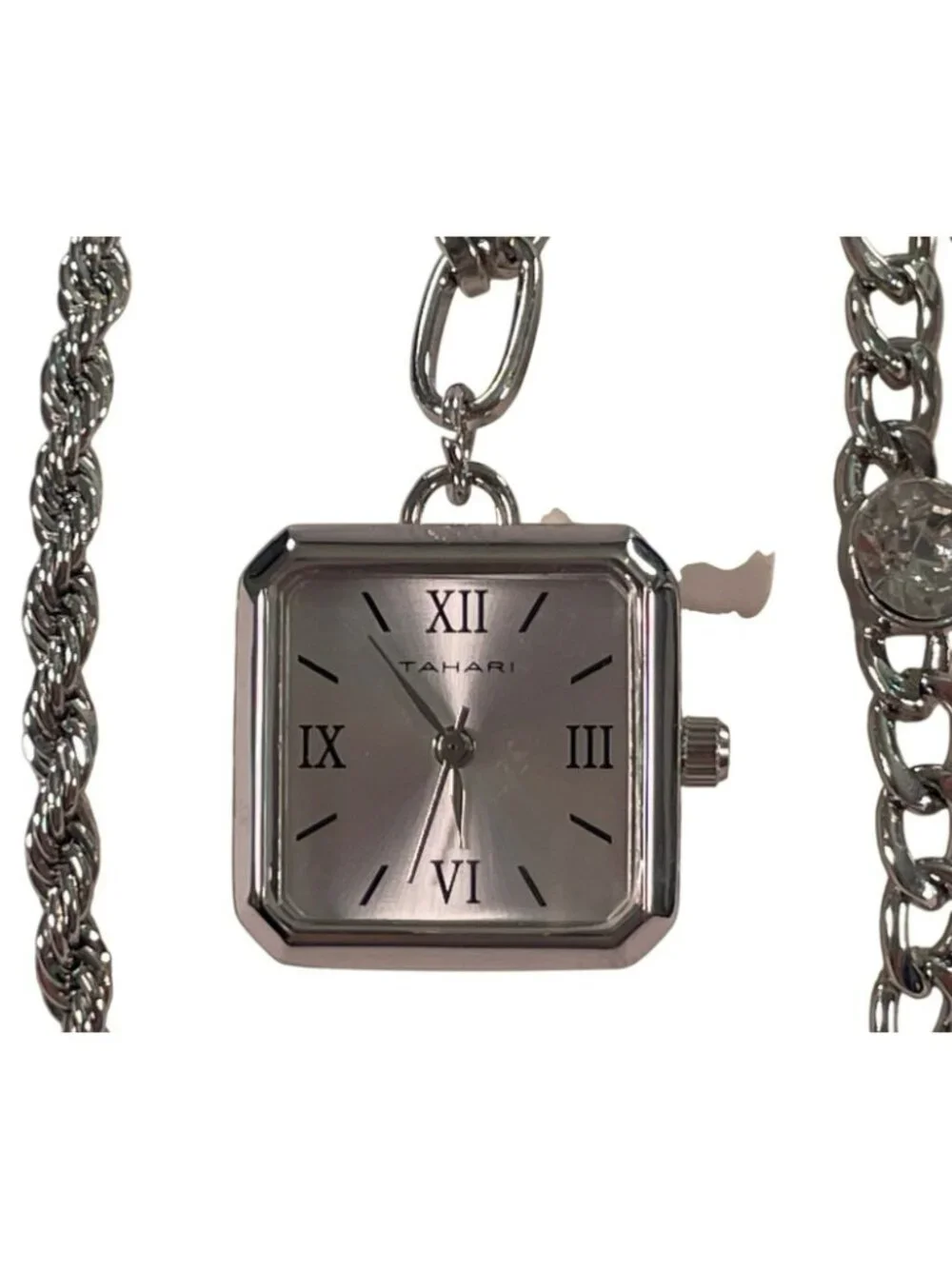 Tahari Silver-Tone Bracelet Watch & Rhinestone Accents Women's BOXED NEW